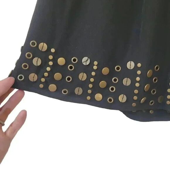Central Park West Women's Black 100% Silk Studded Mini Skirt - Picture 6 of 8